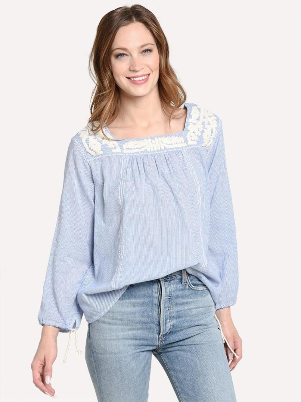 Roberta Roller Rabbit Maru Top Floral Embroidery Balloon Boho Nautical Size M